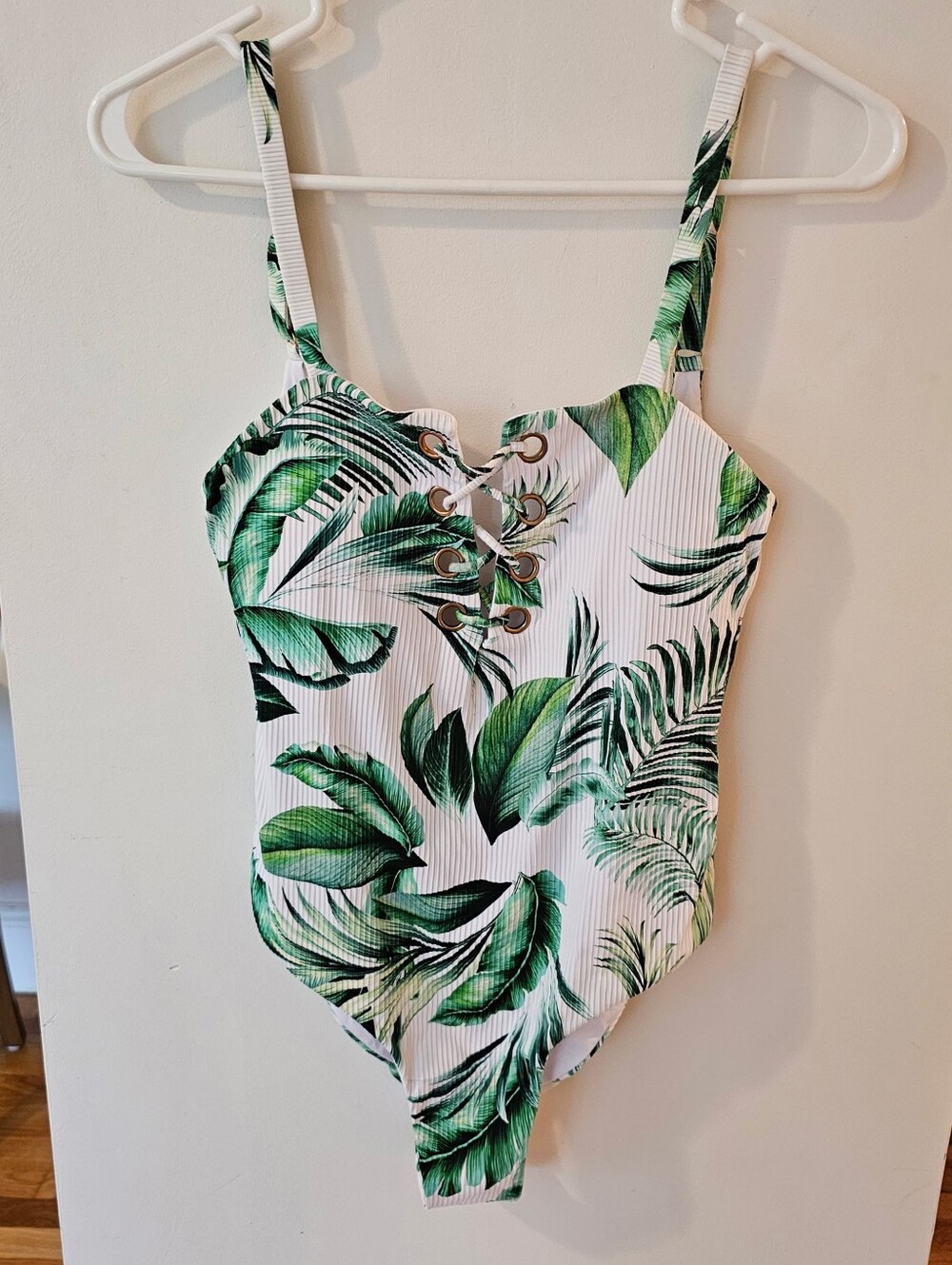 NWT One Piece Bathing Suit with Tropical Leaf Print